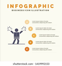 Cheerleader, Cheerleading, Encourage, Fan Solid Icon Infographics 5 Steps Presentation Background