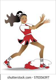 Cheerleader clapping hands and dancing happily
