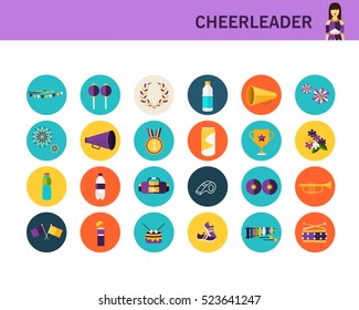 cheerleader concept flat icons.