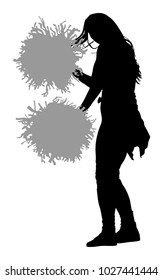 Cheerleader dancer figure vector silhouette illustration isolated. Cheer leading girl sport support. High school, collage cheerleading formation. Gymnastic legs apart pose perform. Energy dance fan.
