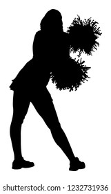 Cheerleader dancer figure vector silhouette illustration isolated. Cheer leading girl sport support. High school, collage cheerleading formation. Gymnastic legs apart pose perform. Energy dance fan.