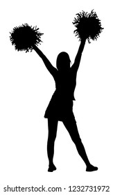 Cheerleader dancer figure vector silhouette illustration isolated. Cheer leading girl sport support. High school, collage cheerleading formation. Gymnastic legs apart pose perform. Energy dance fan.