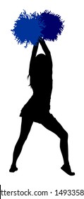 Cheerleader dancer figure vector silhouette illustration isolated. Cheer leading girl sport support. High school, collage cheer leading formation. Gymnastic legs apart pose perform. Energy dance fan.