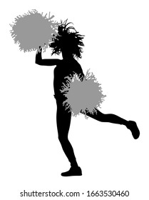 Cheerleader dancer figure vector silhouette isolated. Cheer leading girl sport support. High school, collage cheer leading woman. Gymnastic lady pose perform. Energy dance fan.
