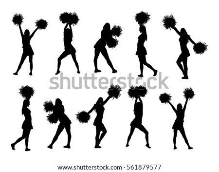 Cheerleader dancers figure vector silhouette illustration isolated. Cheer leading girl sport support. High school, college cheerleading formation. Gymnastic legs apart pose perform. Energy dance fan. Zdjęcia stock © 