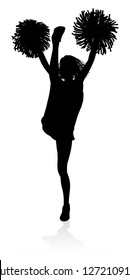 Cheerleader detailed silhouette with pom poms