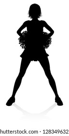 Cheerleader detailed silhouette with pom poms