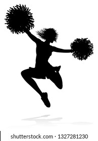 Cheerleader detailed silhouette with pom poms