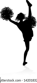 Cheerleader detailed silhouette with pompoms