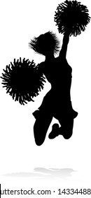 Cheerleader detailed silhouette with pompoms