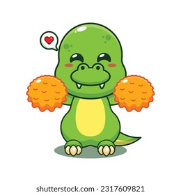 cheerleader dino cartoon vector illustration.