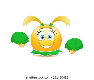 Cheerleader emoticon on a white background