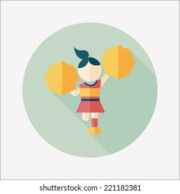 cheerleader flat icon with long shadow,eps10