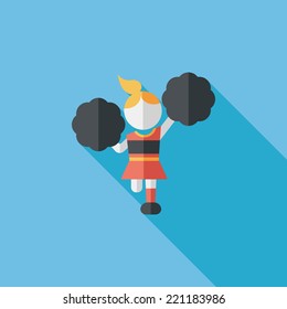 cheerleader flat icon with long shadow,eps10