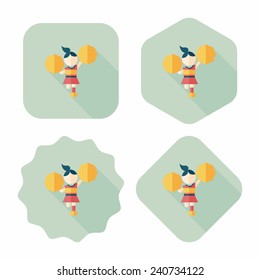 cheerleader flat icon with long shadow,eps10