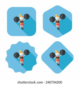 cheerleader flat icon with long shadow,eps10