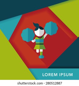 cheerleader flat icon with long shadow,eps10