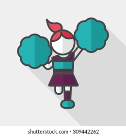cheerleader flat icon with long shadow,eps10