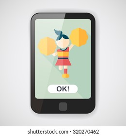 cheerleader flat icon with long shadow,eps10