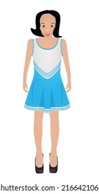 Cheerleader girl in blue uniform. vector