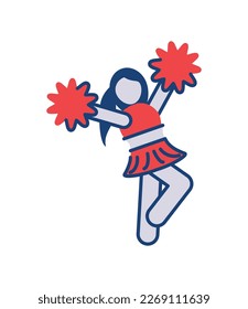 cheerleader girl character icon isolated