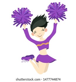 Cheerleader girl isolated on a white background. Vector graphics.