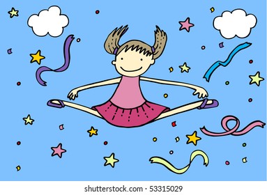cheerleader girl jumping, vector illustration