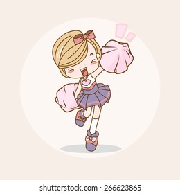 Cheerleader Girl / Lady / Woman Isolated Vector / Image / Illustration / Drawing / Cartoon / Animation