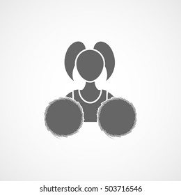 Cheerleader Girl With Pom Pom Flat Icon On White Background
