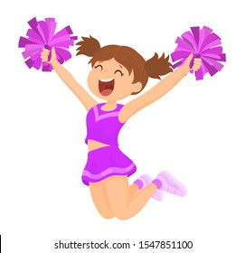 cheerleader girl with pom poms in hands