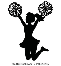 Cheerleader girl silhouette vector cartoon illustration