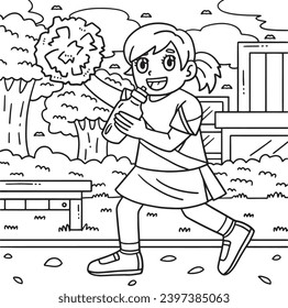 Cheerleader Girl with Sports Bottle Coloring Page
