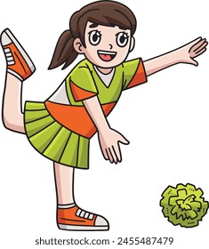Cheerleader Girl Stretching Cartoon Clipart