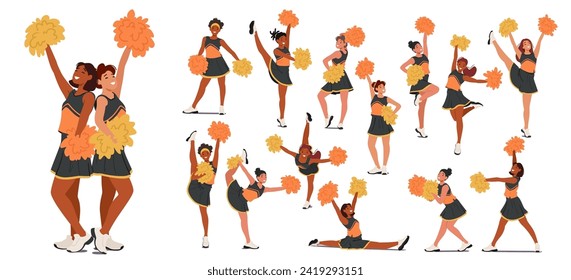 Cheerleader Girls Energize Crowds With Dynamic, Synchronized Movements, And Spirited Chants. Their Vibrant Performances Boost Team Morale, Fostering Lively And Engaging Atmosphere During Sport Events