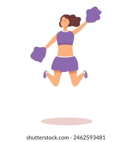 Cheerleader happy jump icon cartoon vector. Active perform. Lady spirit support