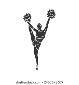 Cheerleader Icon Silhouette Illustration. Cheerleading Vector Graphic Pictogram Symbol Clip Art. Doodle Sketch Black Sign.