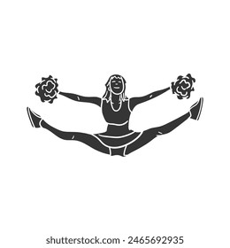 Cheerleader Icon Silhouette Illustration. Cheers Vector Graphic Pictogram Symbol Clip Art. Doodle Sketch Black Sign.