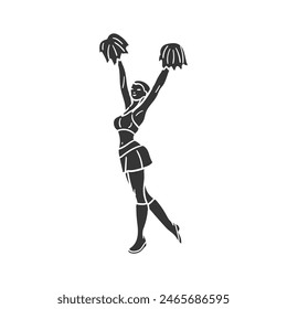 Cheerleader Icon Silhouette Illustration. Sports Vector Graphic Pictogram Symbol Clip Art. Doodle Sketch Black Sign.