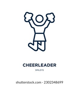 cheerleader icon from smileys collection. Thin linear cheerleader, sport, football outline icon isolated on white background. Line vector cheerleader sign, symbol for web and mobile