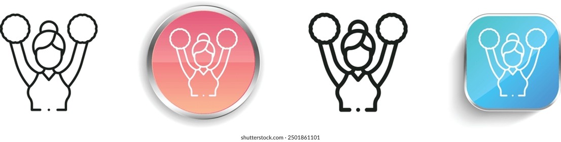 cheerleader icon. Thin Linear, Regular and Button Style Design Isolated On White Background