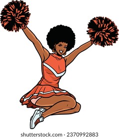 Cheerleaders Girls Dancing Pompoms Vector Cheerleaders Stock Vector  (Royalty Free) 1951973296