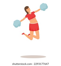 Cheerleader jump icon cartoon vector. Pom leader. Woman team