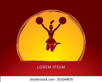 Cheerleader jumping designed on moonlight background graphic vector