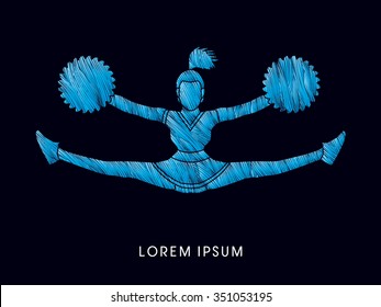 Cheerleader jumping designed using cool grunge brush graphic vector