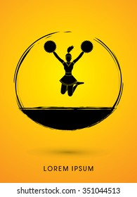 Cheerleader jumping designed using grunge brush graphic vector