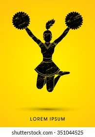 Cheerleader jumping designed using grunge brush graphic vector