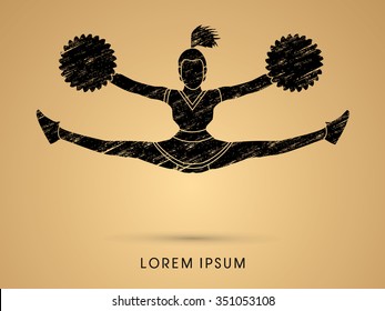 Cheerleader jumping designed using grunge brush graphic vector