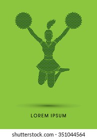 Cheerleader jumping designed using line geometric pattern graphic vector