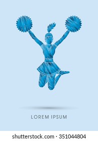 Cheerleader jumping designed using line brush graphic vector