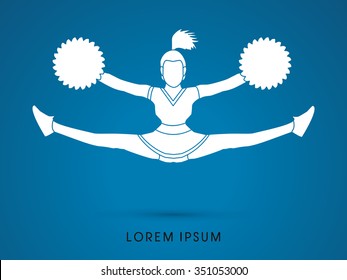 Cheerleader jumping silhouette graphic vector